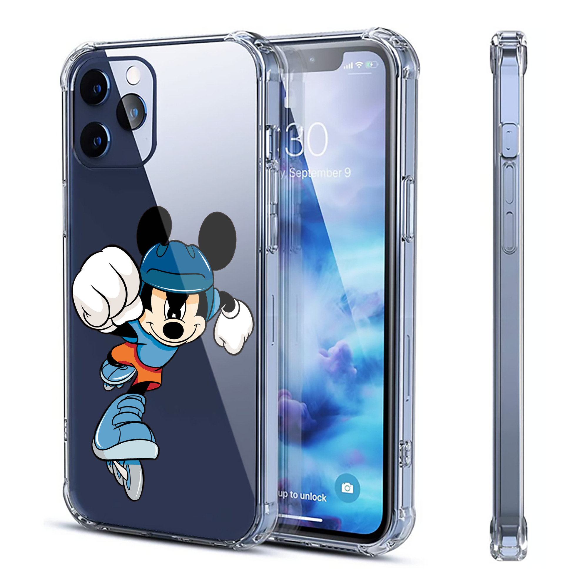 （画像用） ミッキーマウス Mickey Mouse 【iPhone 12シリーズ対応】透明スマホケース（クリアソフトケース）